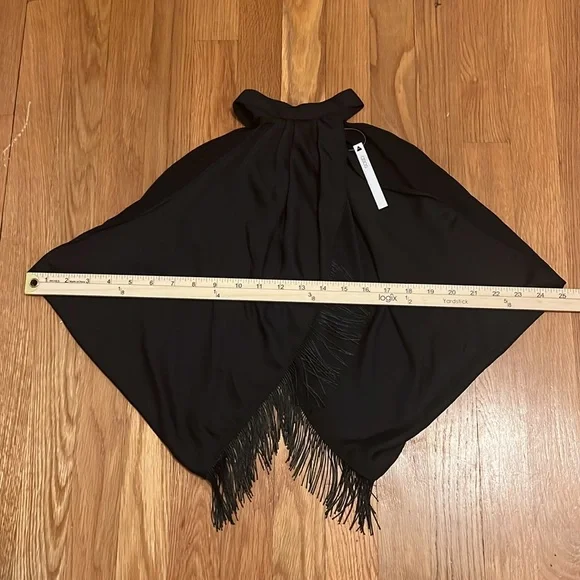 ASOS split hem‎ fringe high neck top in black size 6 - Picture 4 of 8